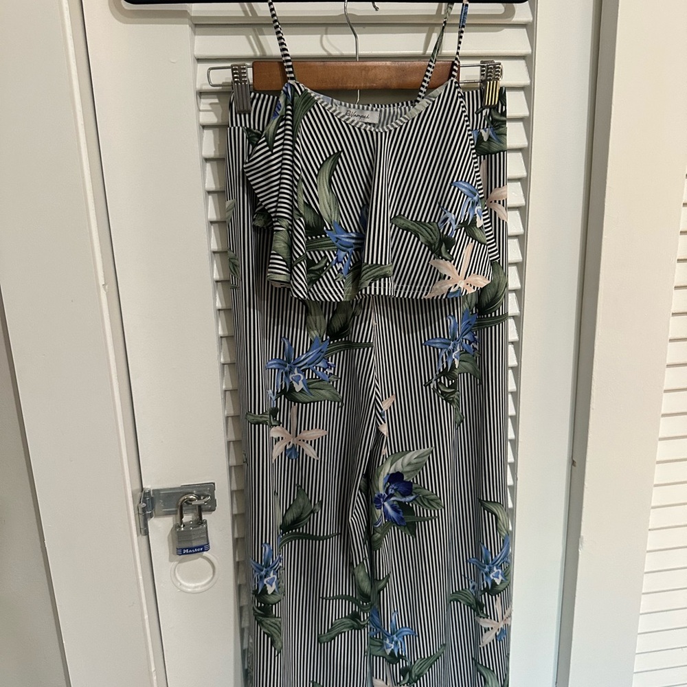 Revamped Striped Camisole with Blue Floral Accents